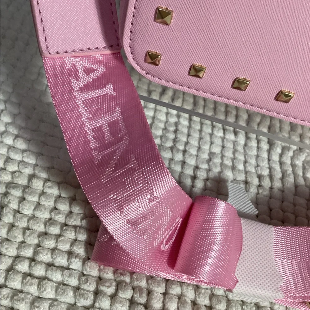 Valentino Orlandi Studded Baby Pink Double Zip Camera Crossbody Bag NEW